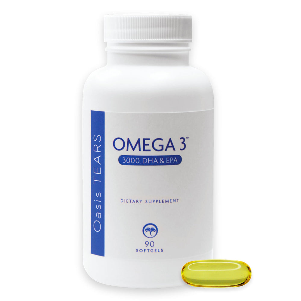 Oasis Tears ON3000 Omega bottle of 90 softgels for eye comfort