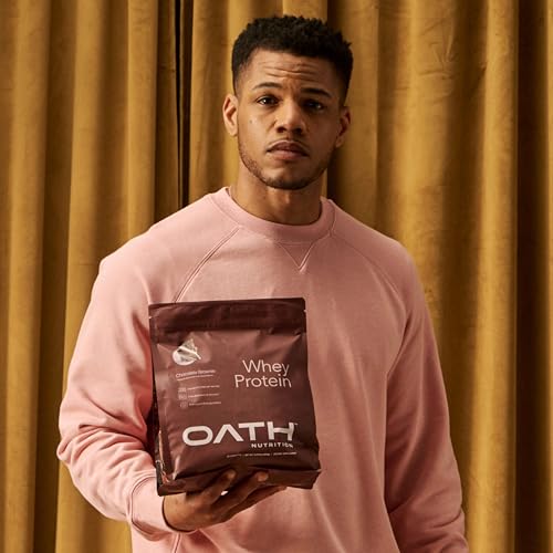 Oath Nutrition whey protein powder Chocolate Brownie on-the-go shake in a bottle.