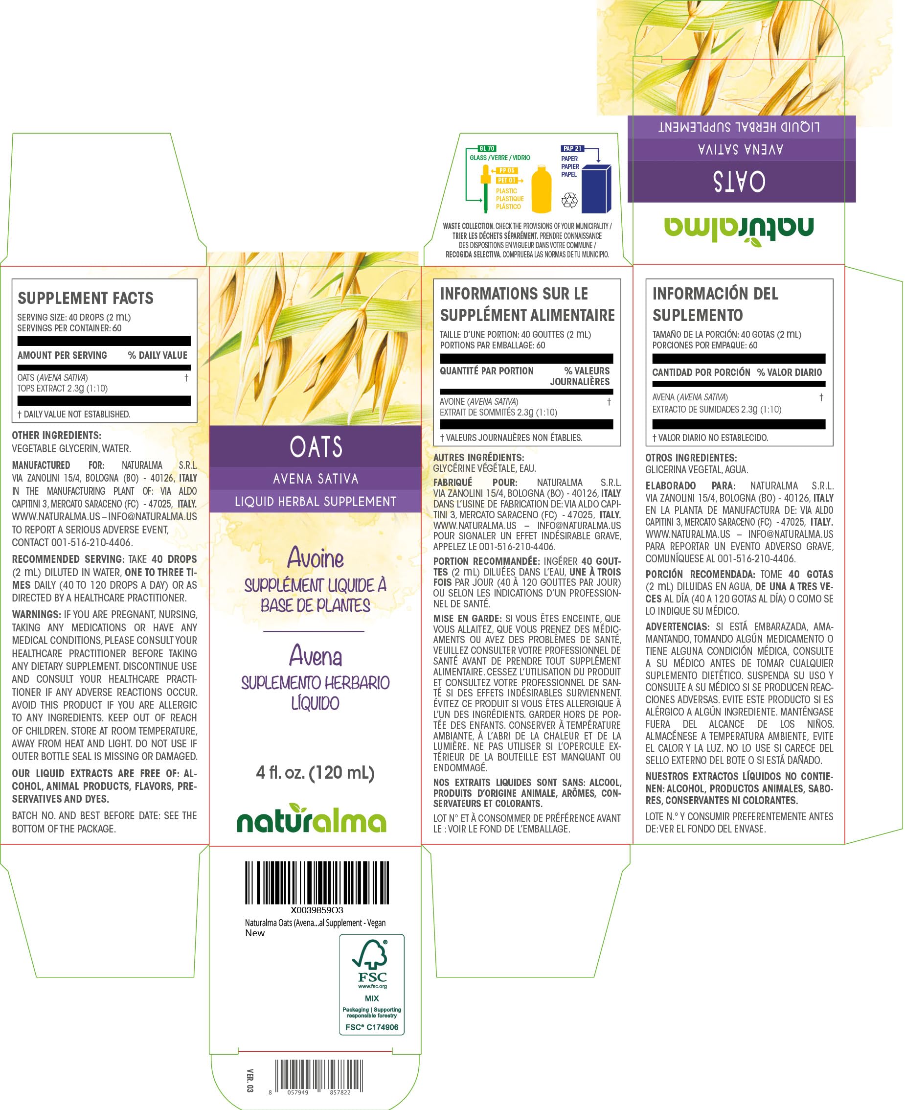 Oats tops tincture 1:10 concentrate illustration