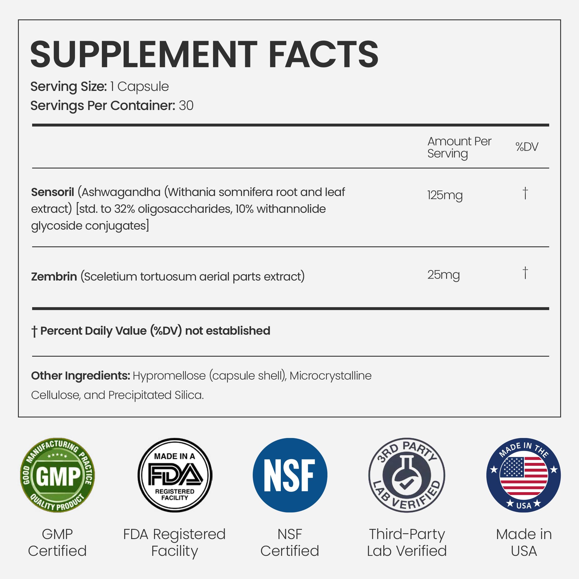 Product information card showing rapid calm, mood support, and sleep benefits