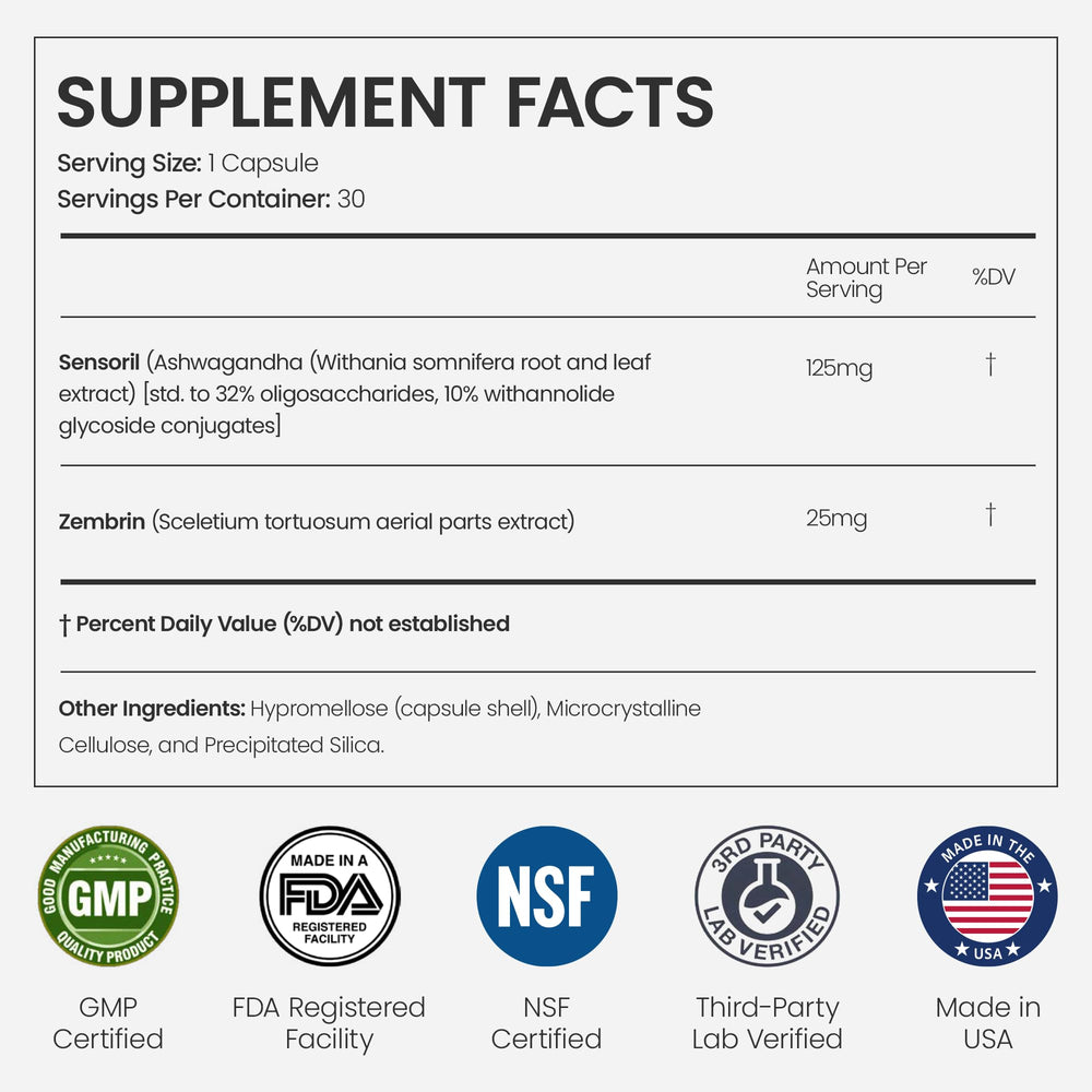 Product information card showing rapid calm, mood support, and sleep benefits