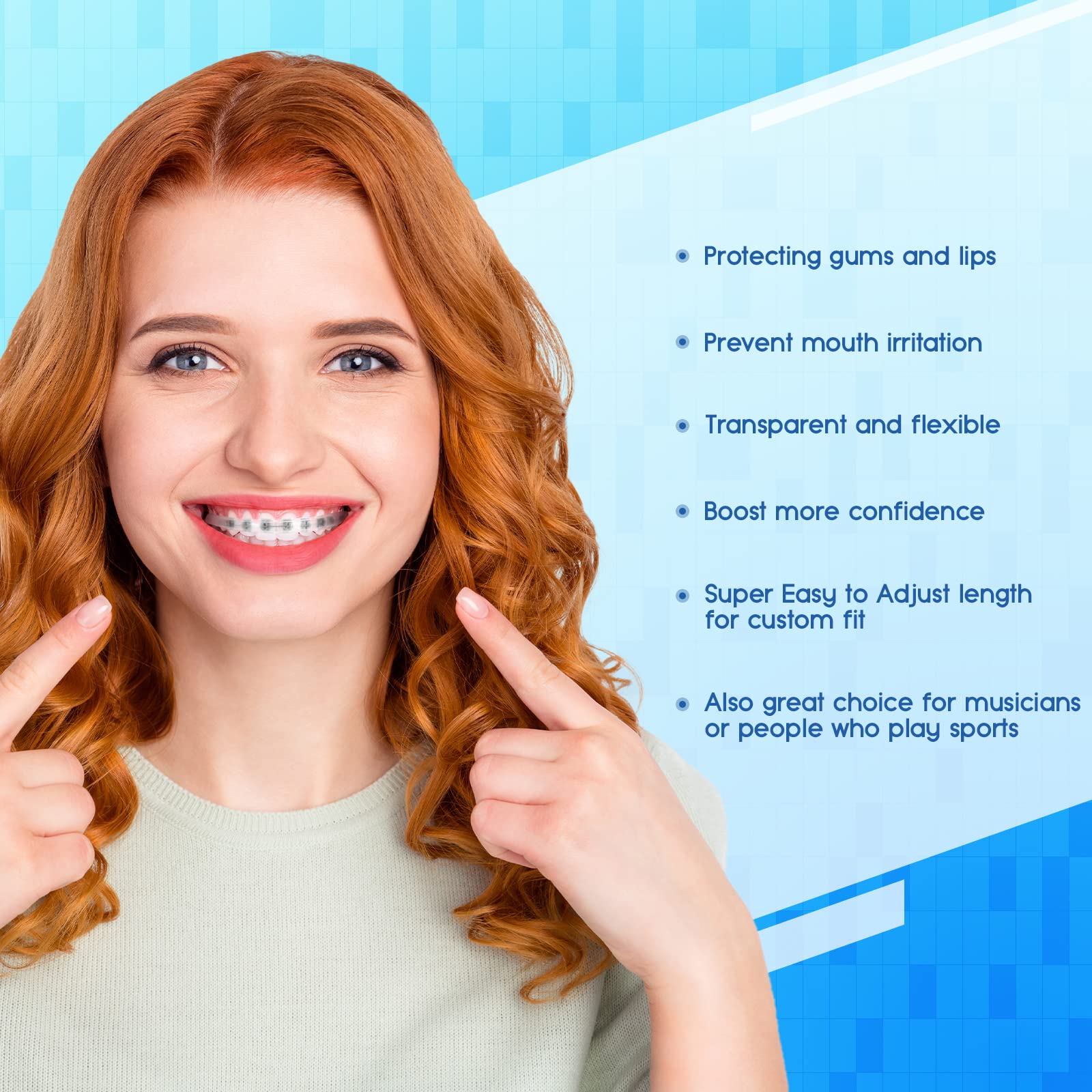 Transparent lip shield covering braces and wires