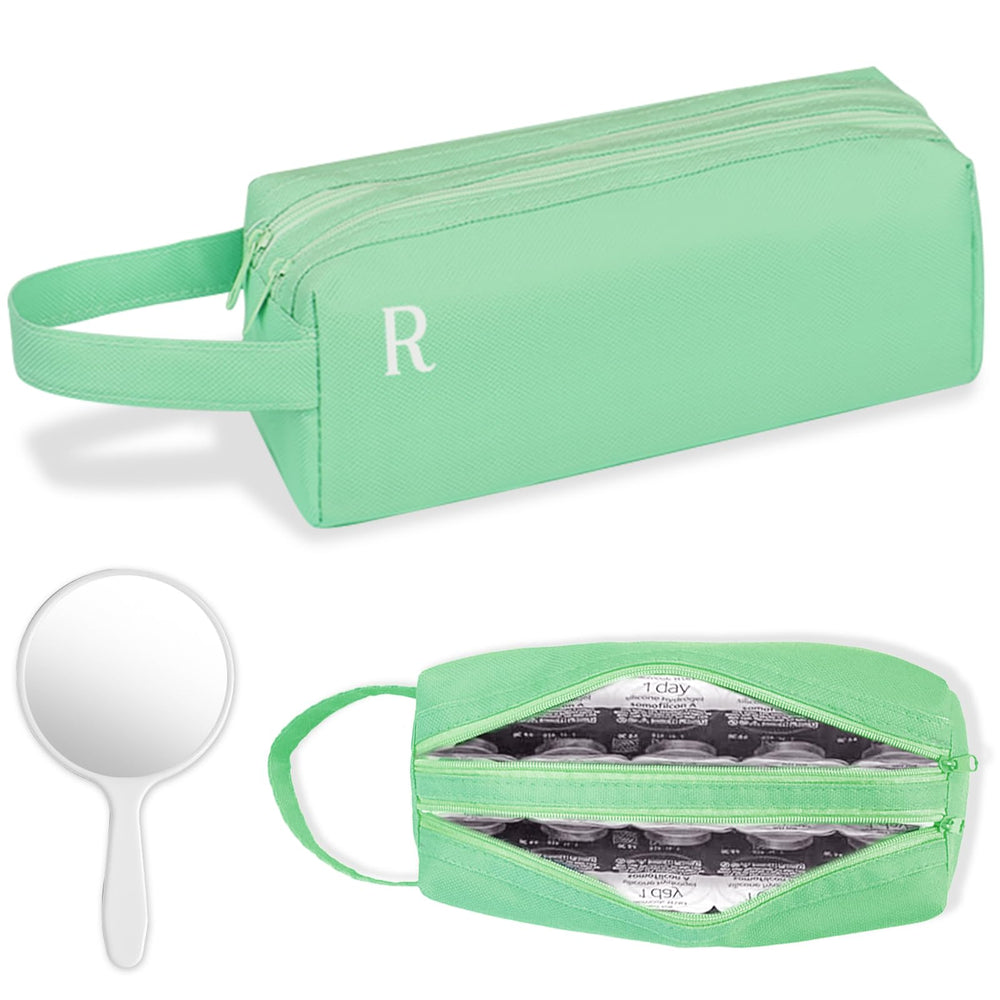 Front view of OBUSATT daily contact lens organizer in green