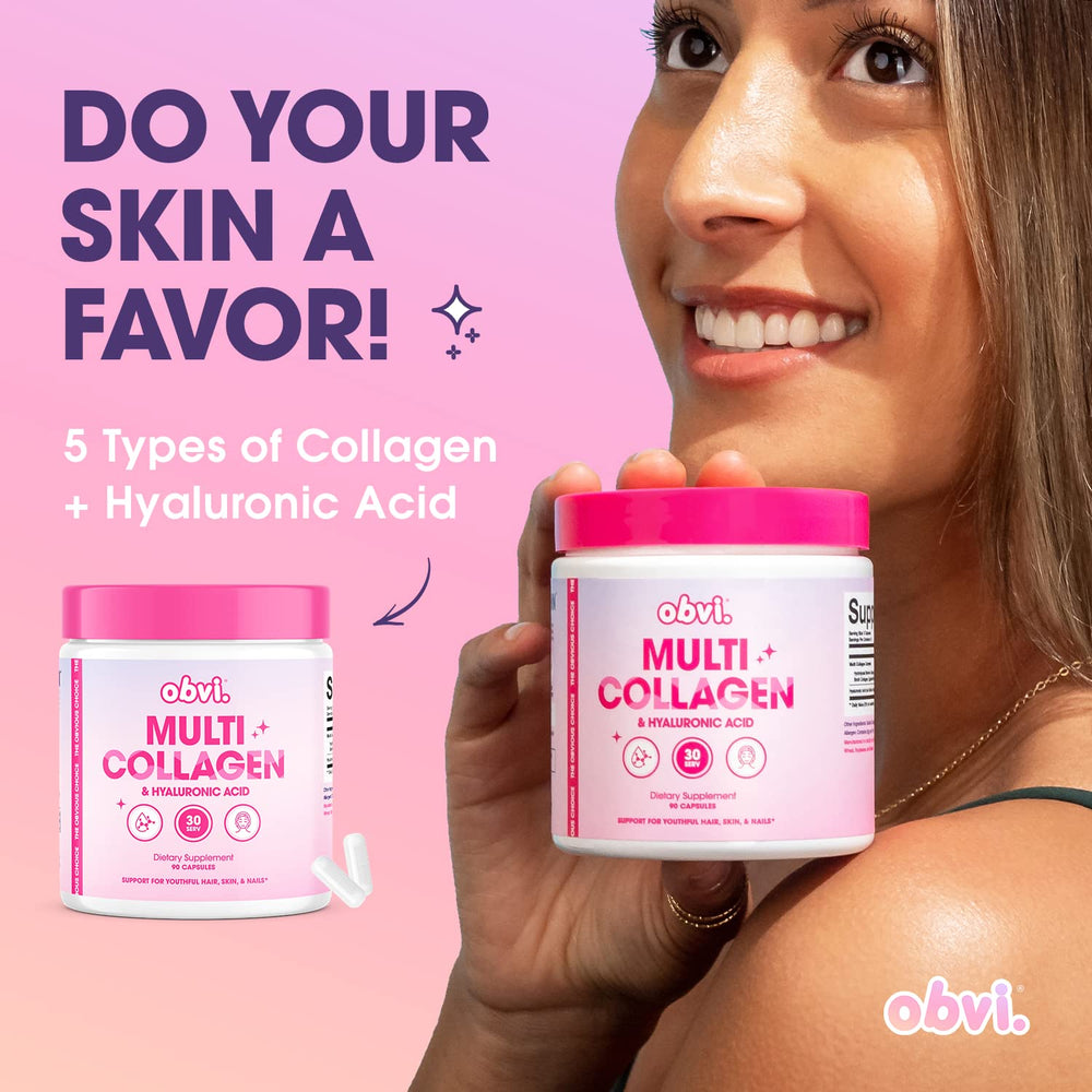 Illustration of five collagen types: I, II, III, V, and X