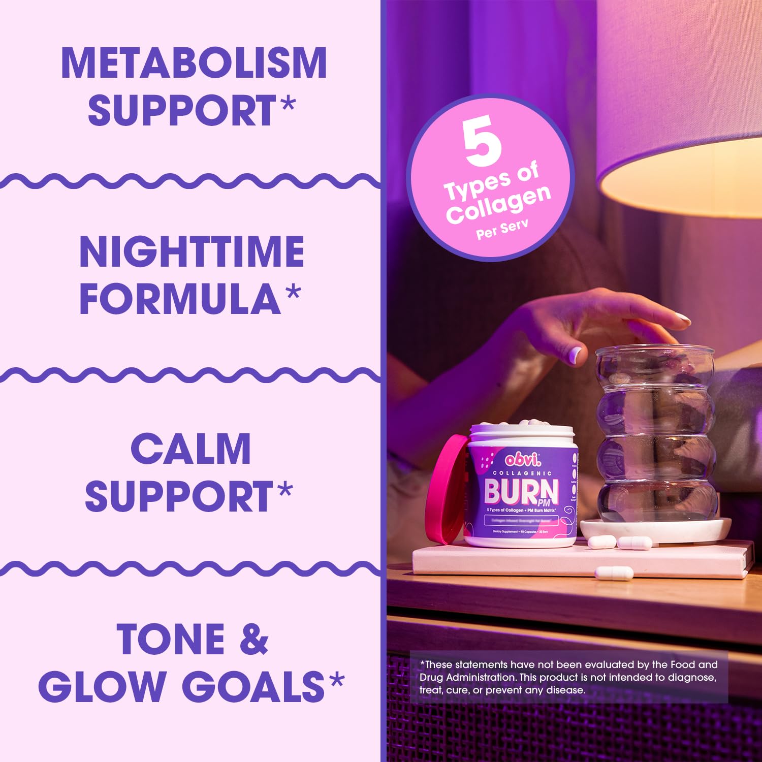 Melatonin and GABA for deep sleep in Obvi Collagenic Burn PM