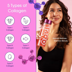 Close-up of five collagen types including Collagen Peptides