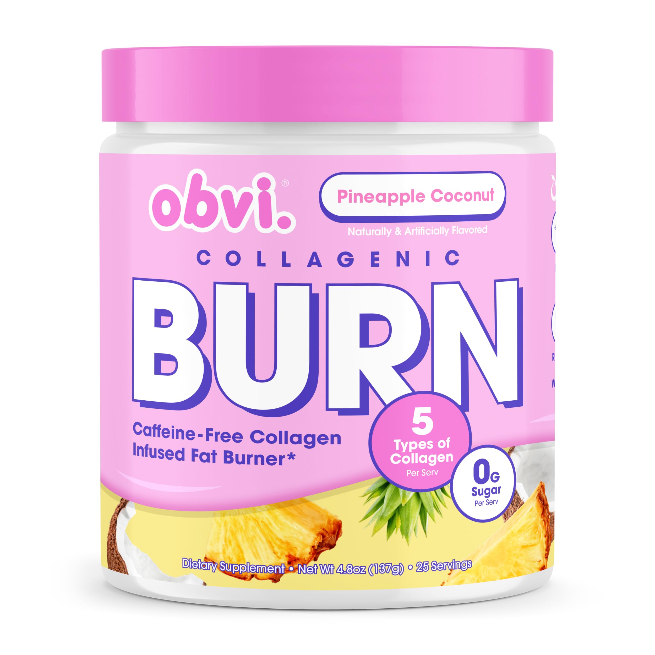 Obvi Collagenic Burn Powder Pineapple Coconut packaging