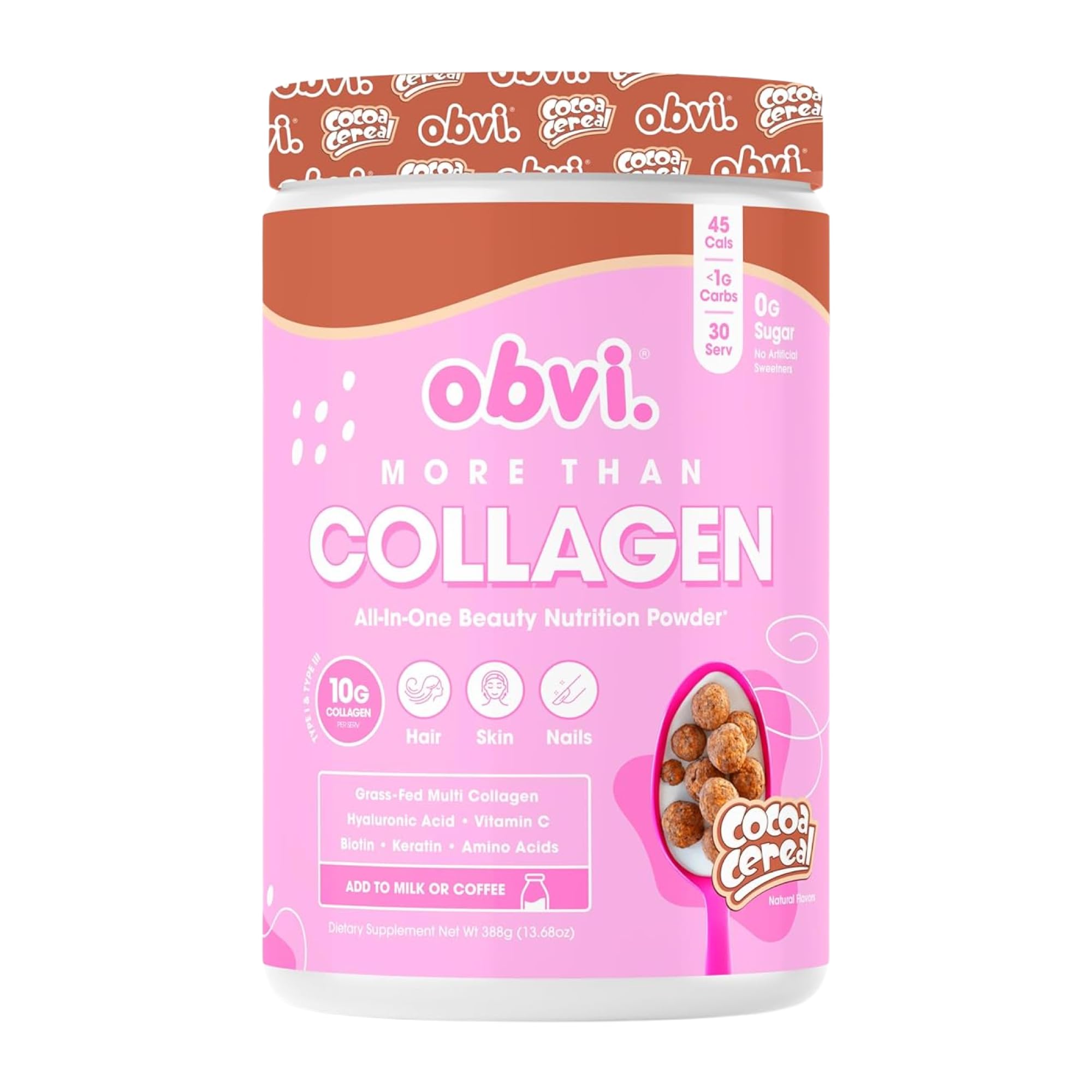 Obvi More Than Collagen Powder with Cocoa Cereal, 30 Servings – hero image
