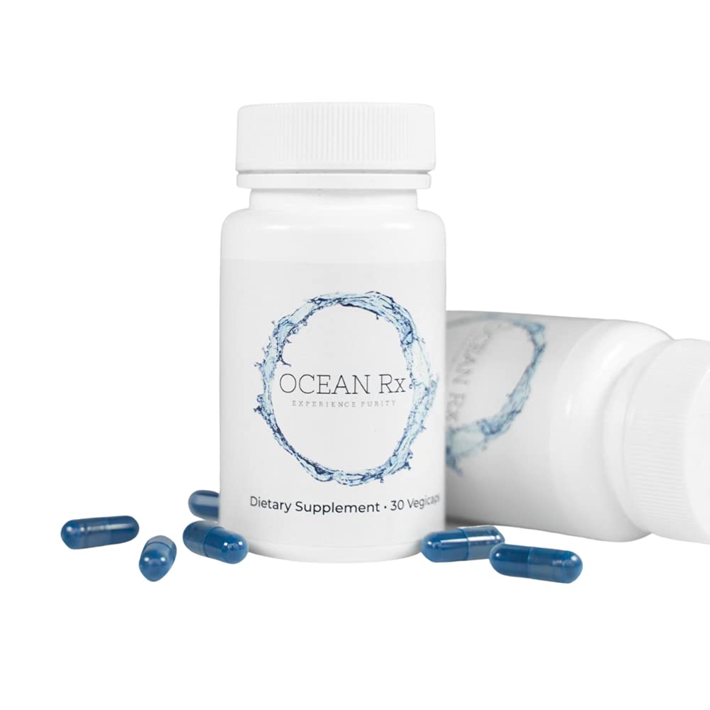 30-serving bottle of Ocean Rx Blue Spirulina capsules