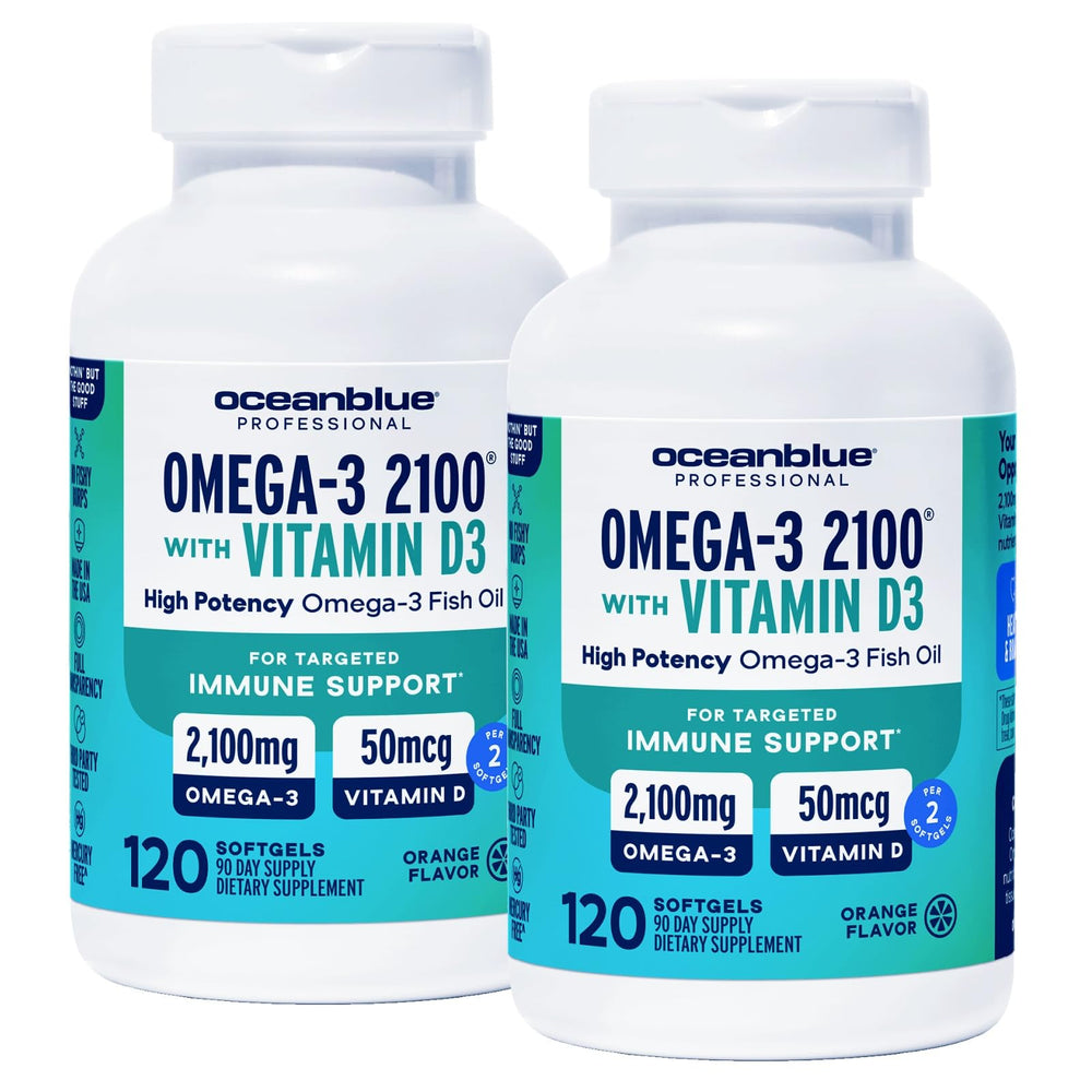 Oceanblue Omega-3 2100 with Vitamin D3 orange flavor bottle