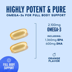 Orange-flavored Omega-3 softgels