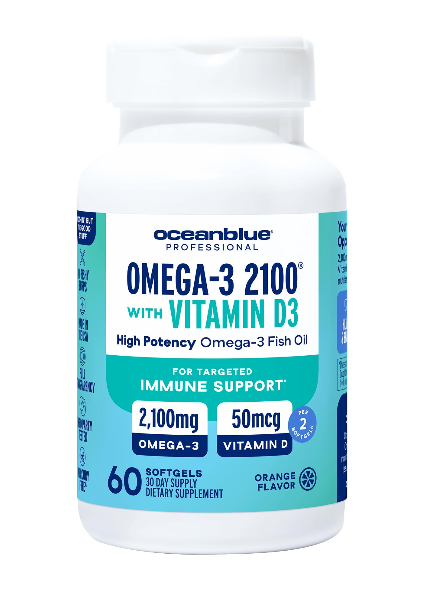 Oceanblue Omega-3 2100 orange bottle front view