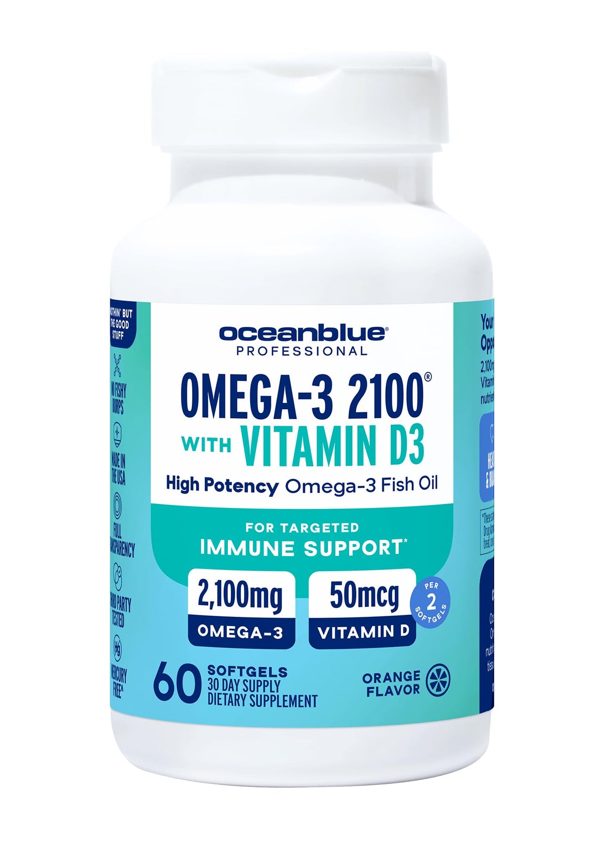Oceanblue Omega-3 2100 orange bottle front view