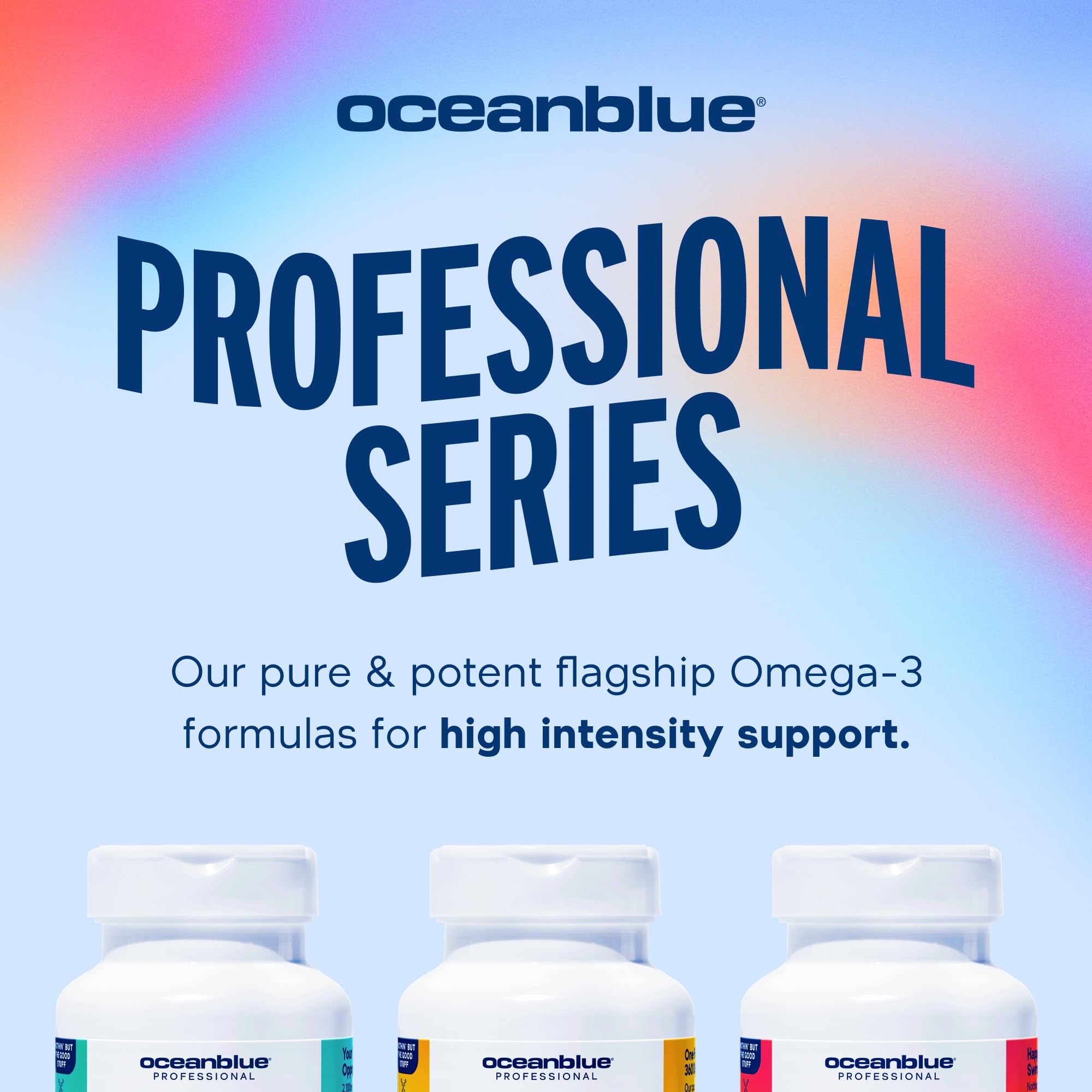 Serving suggestion with a glass of water beside Oceanblue Omega-3 2100
