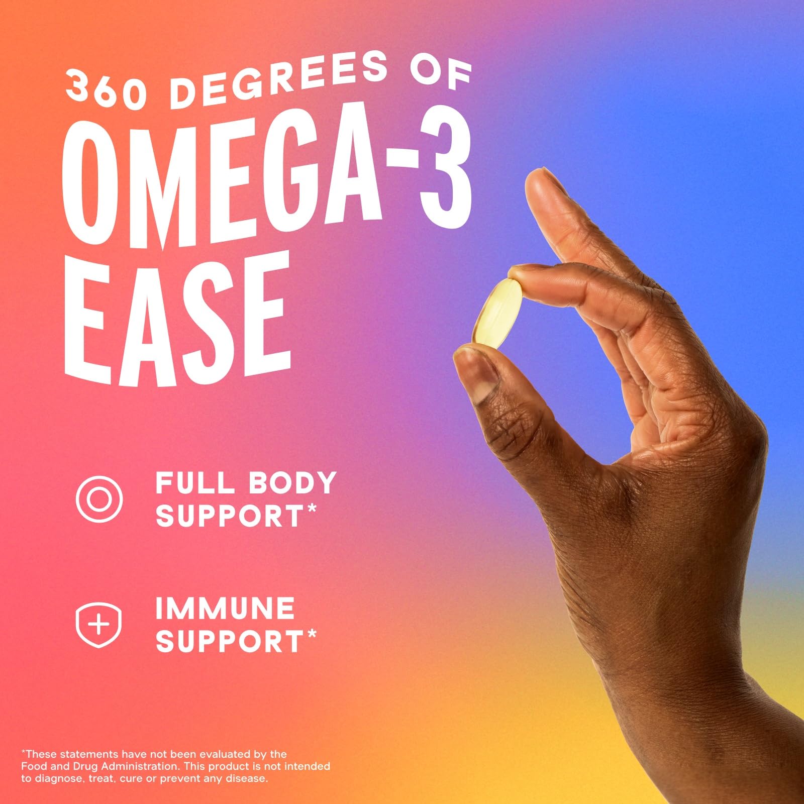 Burpless orange-flavor Omega-3 benefit graphic