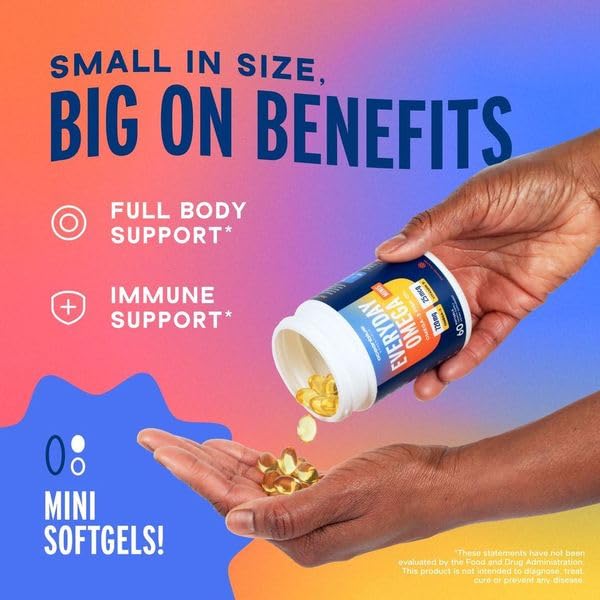 Mini Omega-3 softgels in a small spoon for easy swallowing