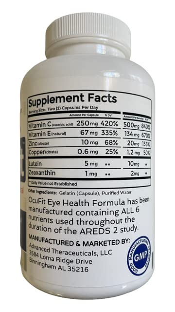 Close-up of OCUFIT eye vitamin capsules
