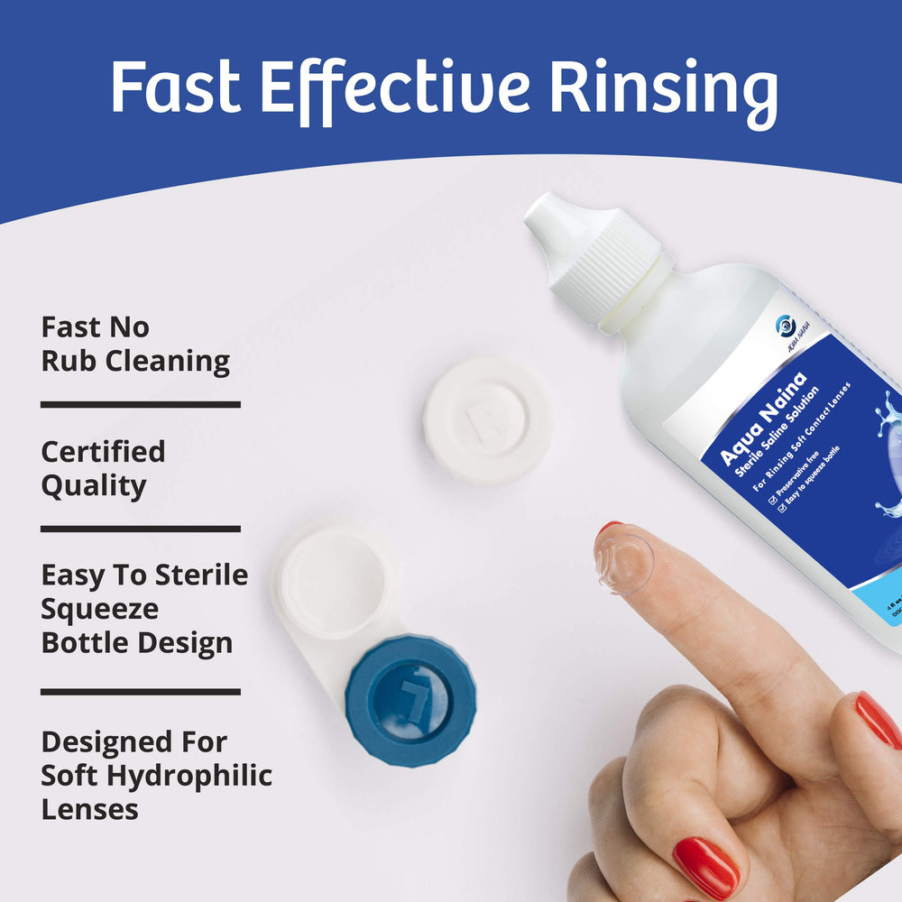 Preservative-free sterile saline rinse for contact lenses