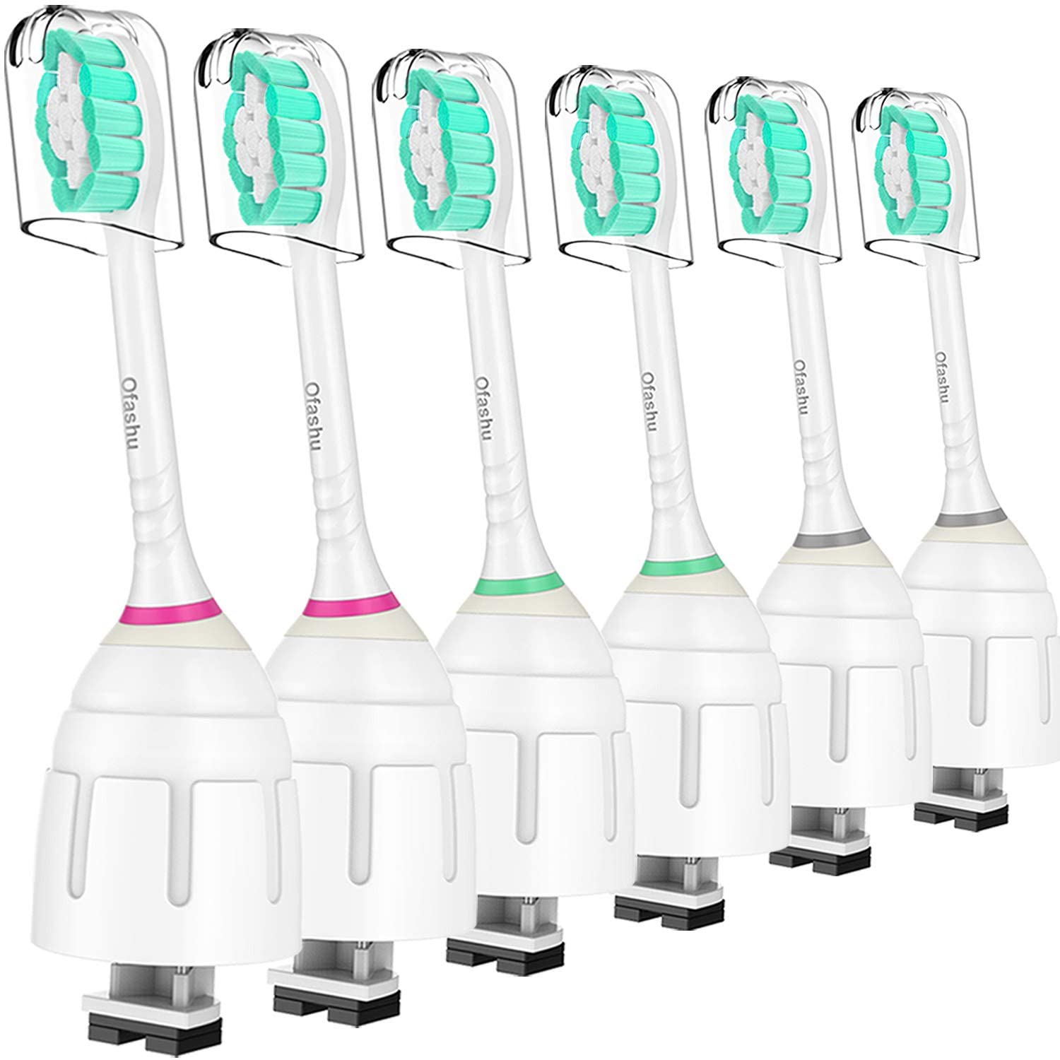Ofashu 6-pack replacement toothbrush heads for Philips Sonicare E Series front view