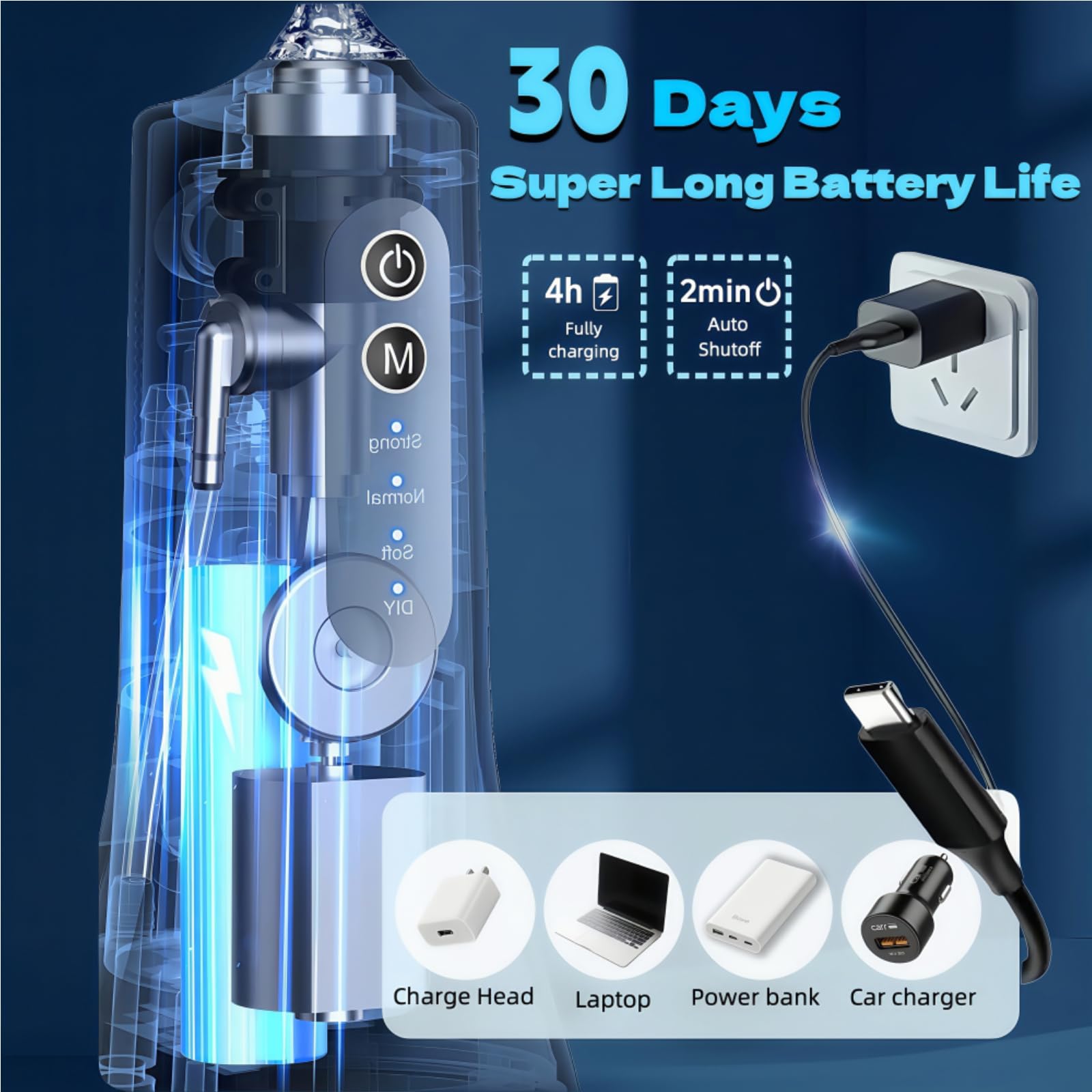 260ml large tank of OFATRYLA cordless water flosser