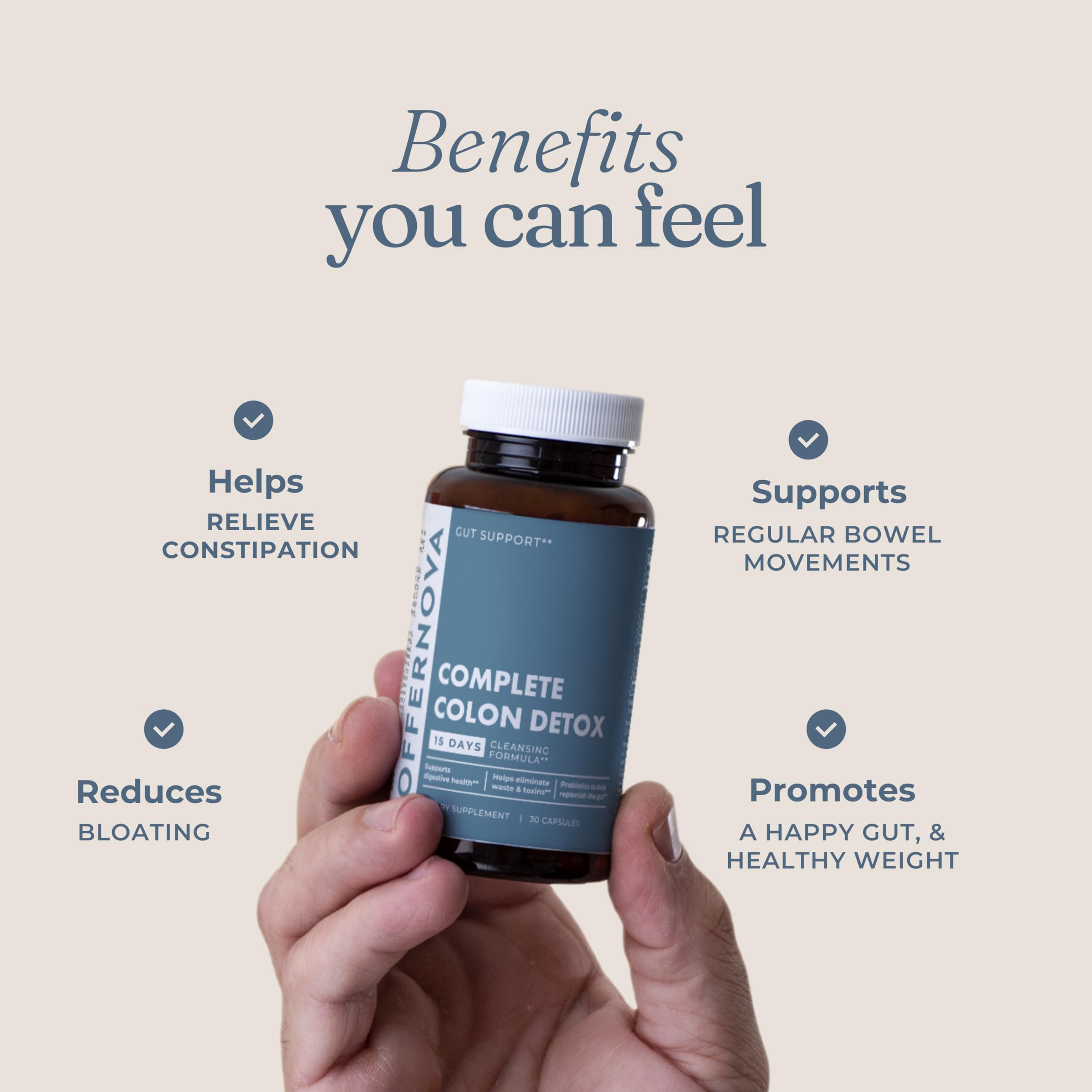 Digestive health concept with capsules and botanicals