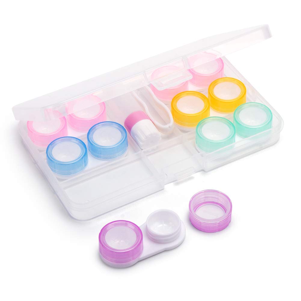 Ofone six pack spin top clear contact lens case set - front view