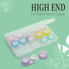 Close-up of spin top clear lens case for travel
