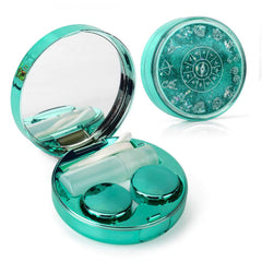 Front view of ofone Bling Constellations contact lens case in green