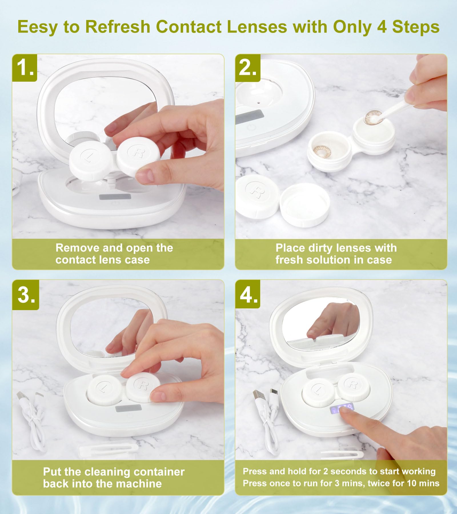 Ofone cleaner compatible with soft, hard, colored and RGP lenses