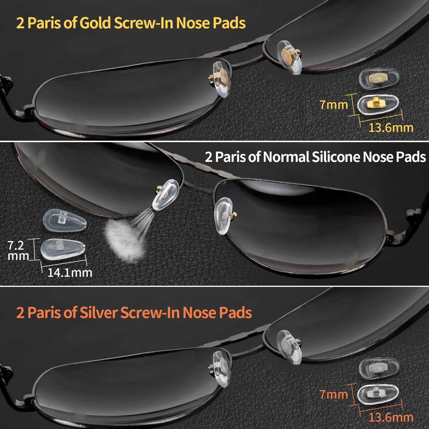 Six pairs of silicone nose pads