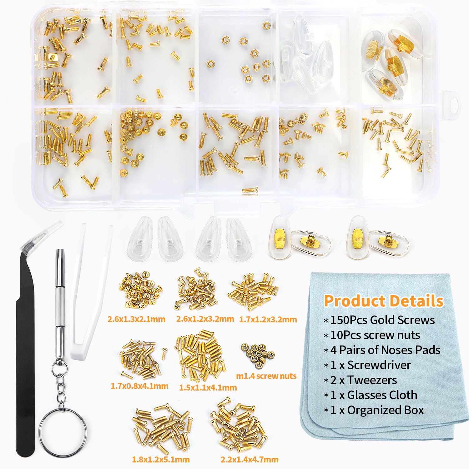 Complete kit designed for glasses and watch repair