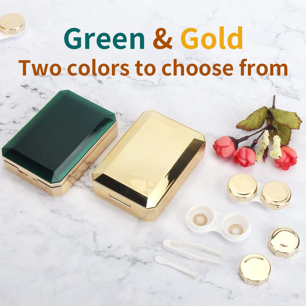 Compact travel-friendly Ofone lens case in gold/green
