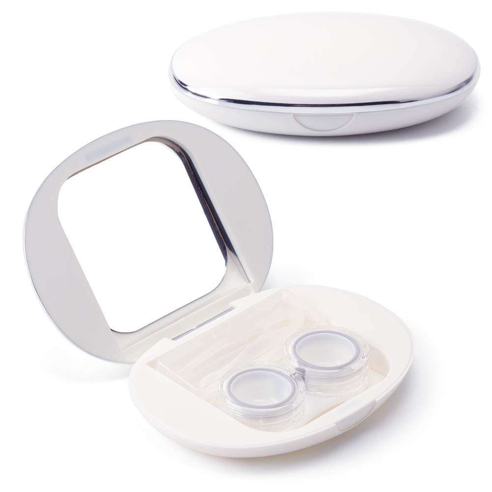 Ofone oval contact lens case in white - front view
