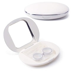 Ofone oval contact lens case in white - front view