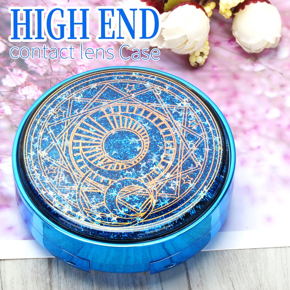 Blue glitter lid open showing interior
