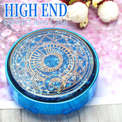 Blue glitter lid open showing interior