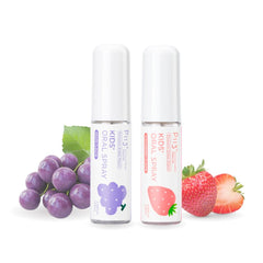 Front view of oh care Kids Mouth Spray bottle with grape-strawberry label
