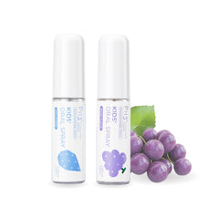 Oh care mouth spray for kids Original & Grape bottle front view