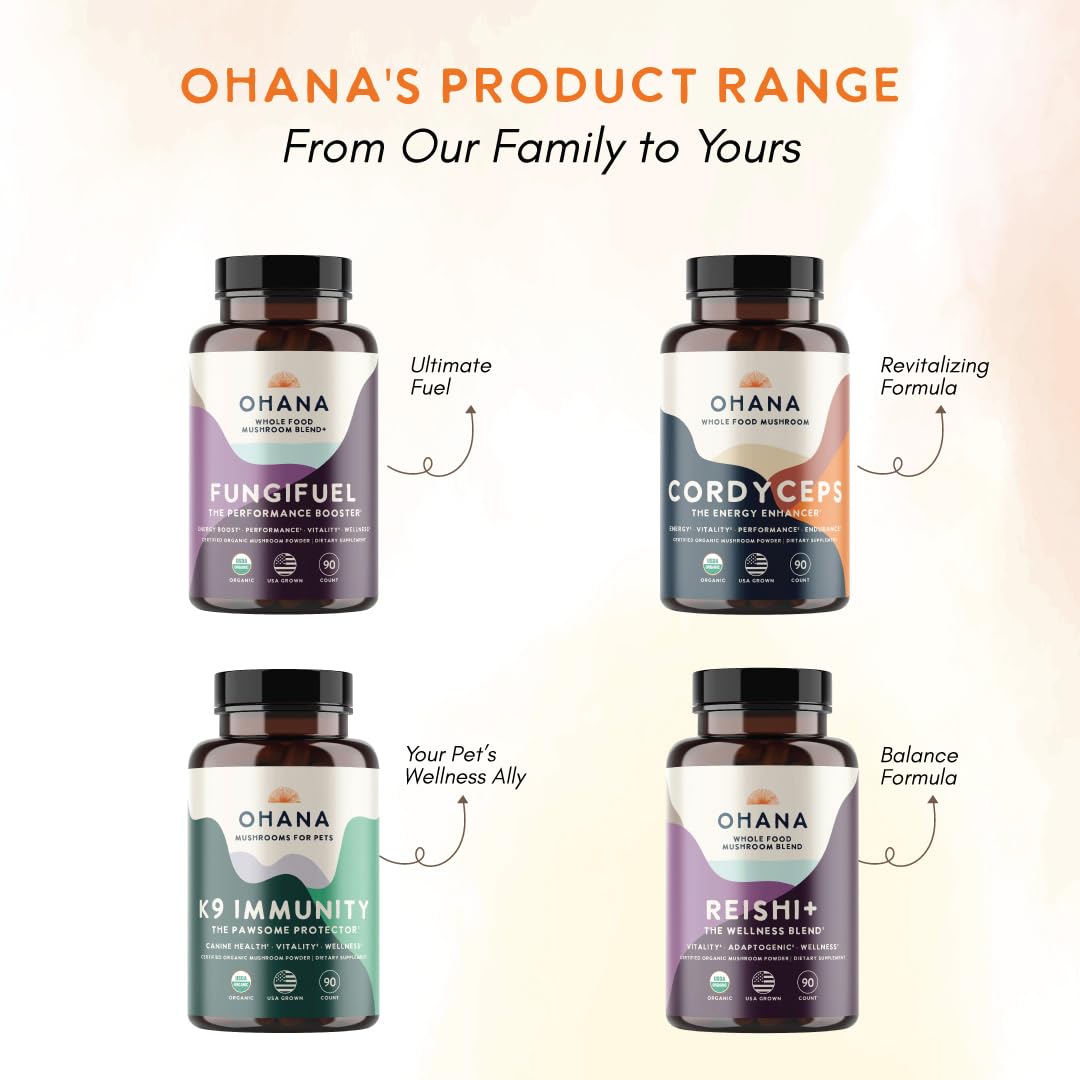 Ohana Reishi+ powder being added to a smoothie