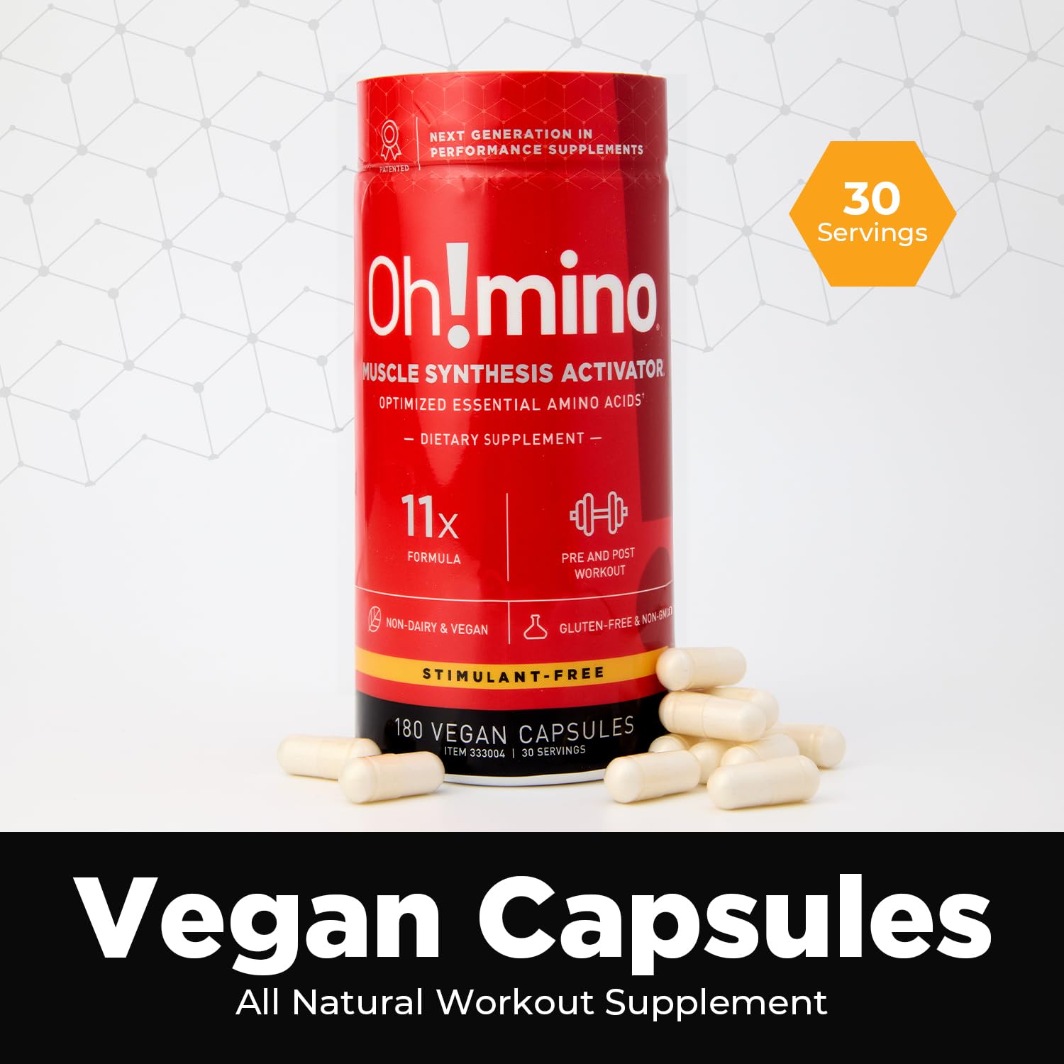 Oh!mino Essential Aminos used during a workout illustrates potential stamina and recovery support.
