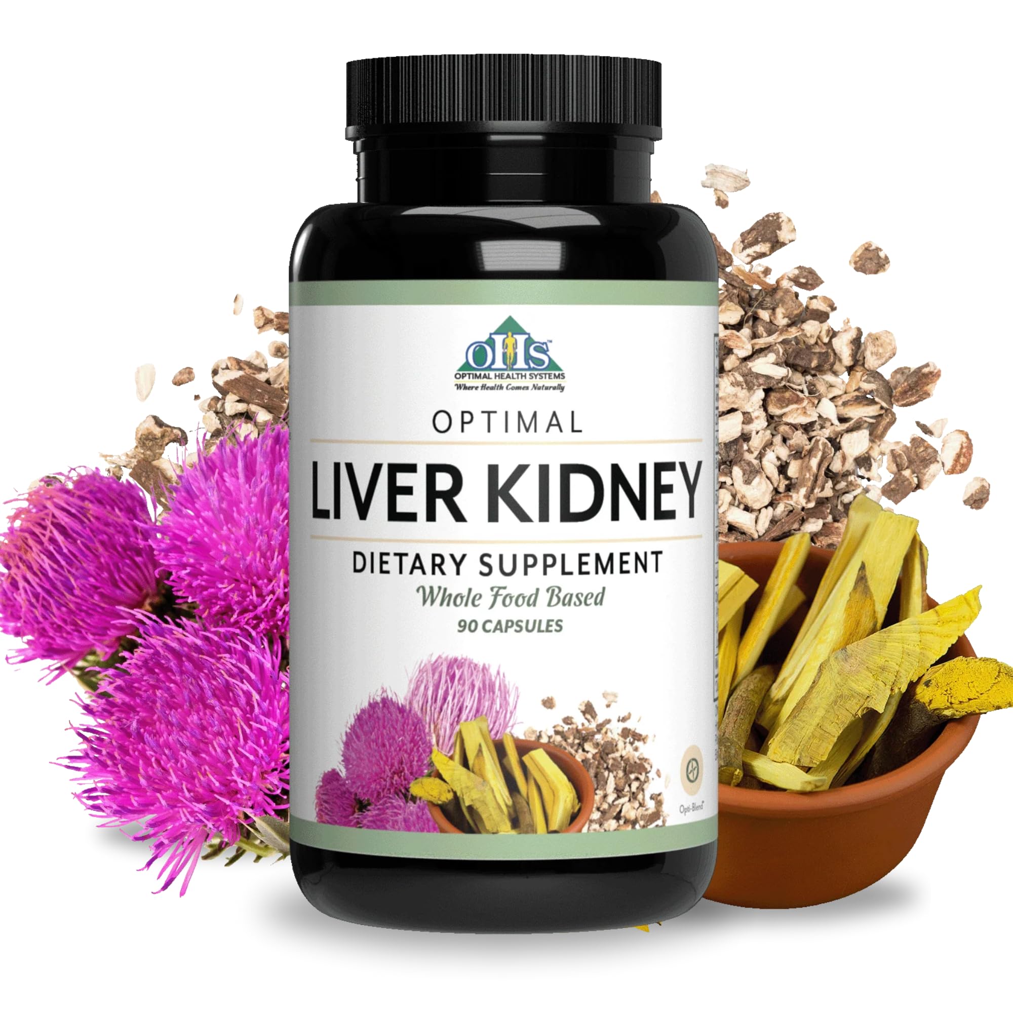 Bottle of Optimal Health Systems Liver & Kidney Detox 90 capsules