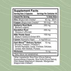 Close-up of Opti-Blend delivery system label