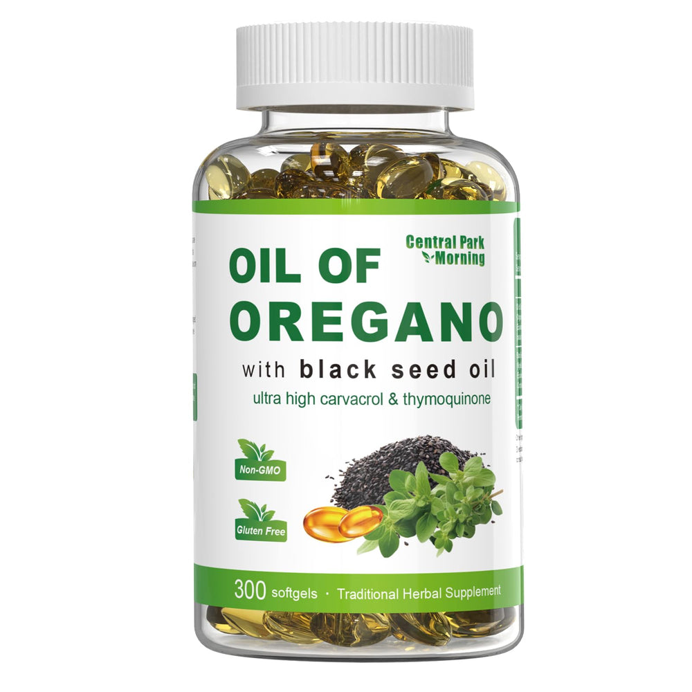 Front view of Oil of Oregano 300 Softgels with Black Seed Oil bottle