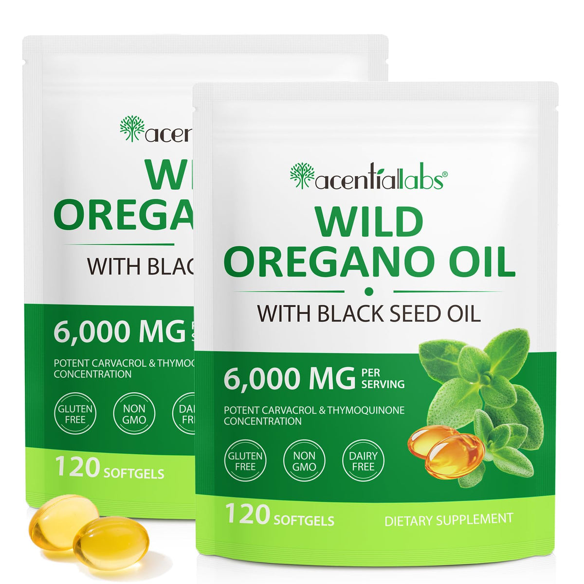 Front view of Oil of Oregano with Black Seed Oil 2-pack bottle