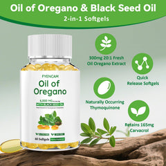 Close-up of oregano oil capsules
