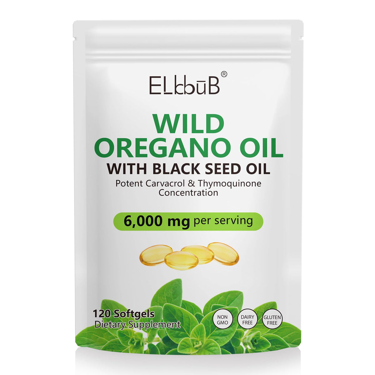 ELBBUB Oil of Oregano with Black Seed Oil softgels bottle