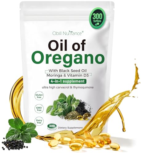 Front view of Oil of Oregano Capsules 4-in-1 Organic bottle