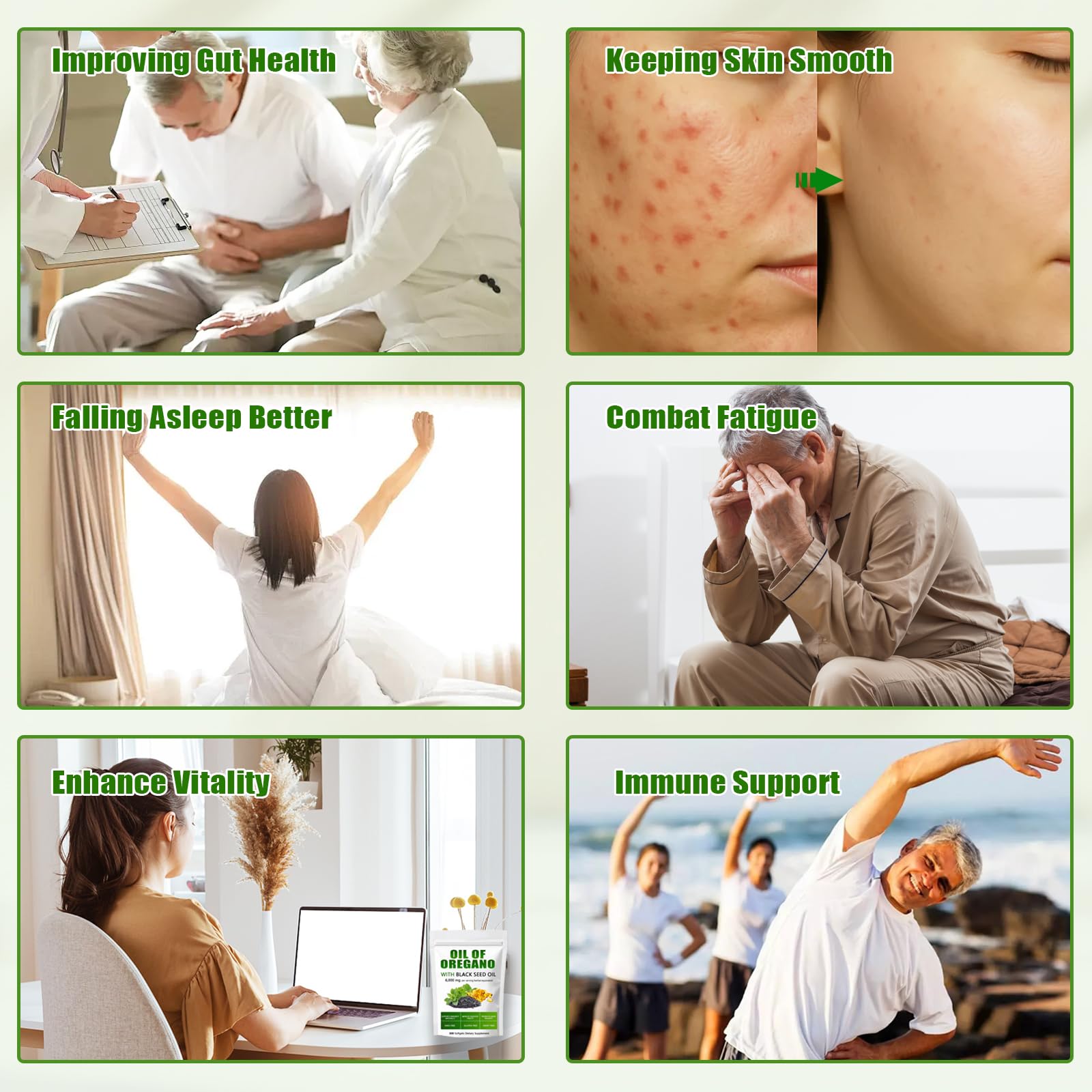 Softgels and bottle showing 6000mg potency of oregano oil