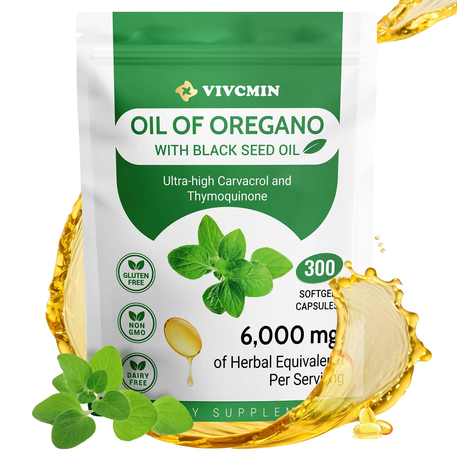 Front view of Oil of Oregano Capsules bottle with label