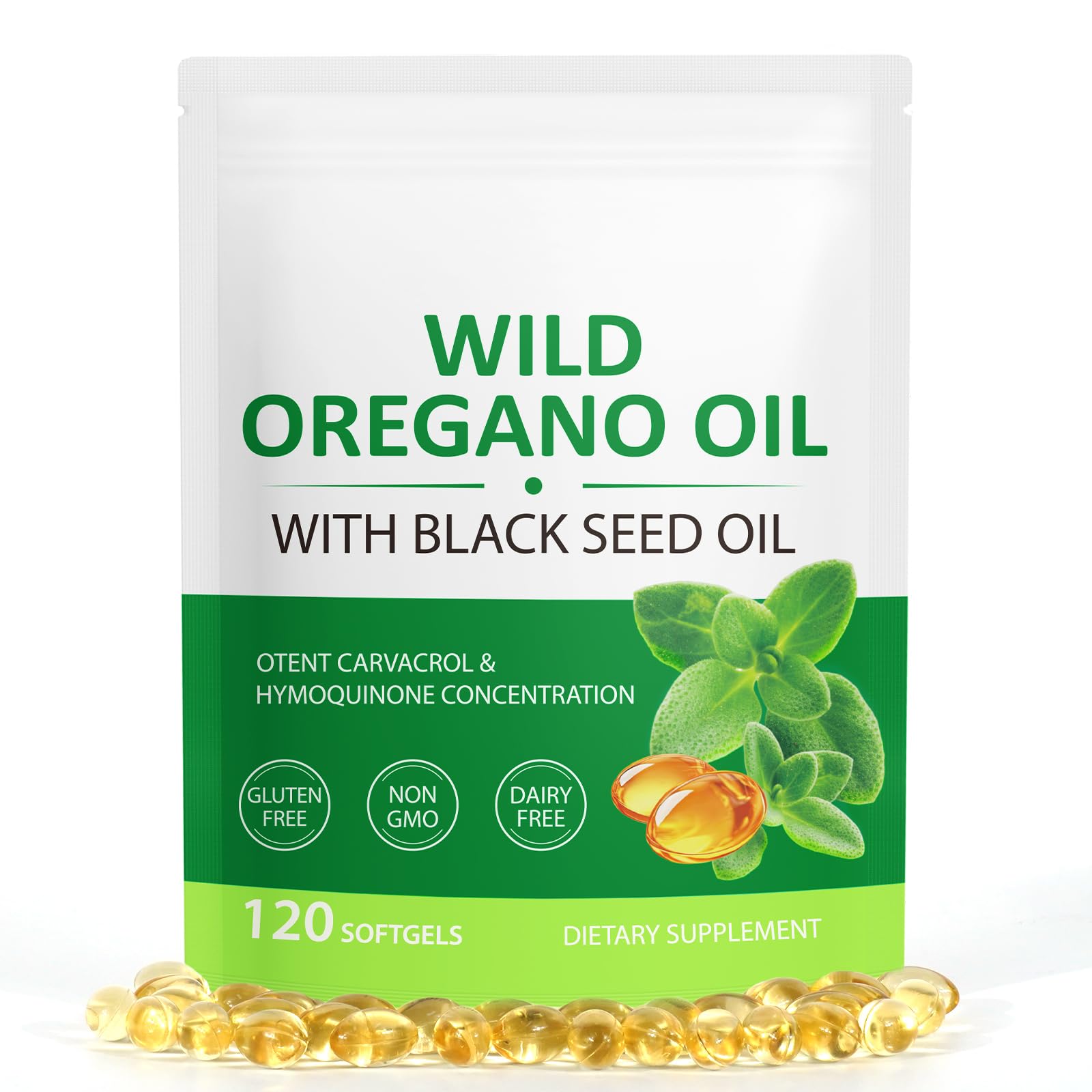 Bottle of Oil of Oregano Organic 6000mg with Black Seed Oil softgels